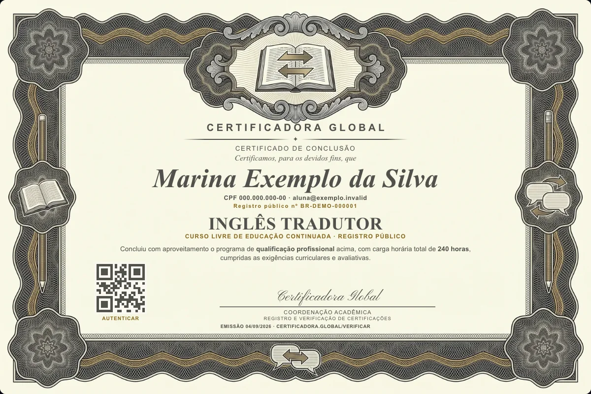Capa do curso Inglês Tradutor