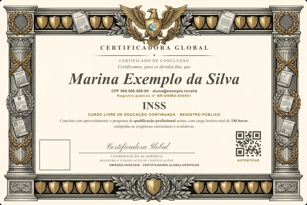 Capa do curso Inss