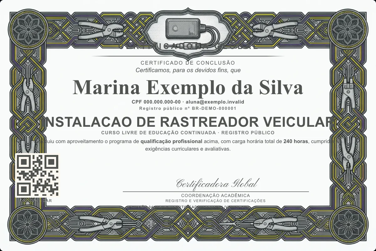 Capa do curso Instalacao de Rastreador Veicular