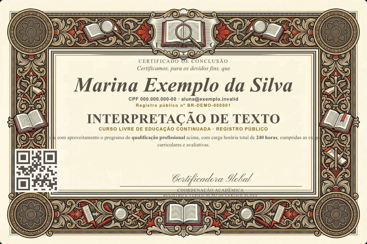 Capa do curso Interpretação de Texto