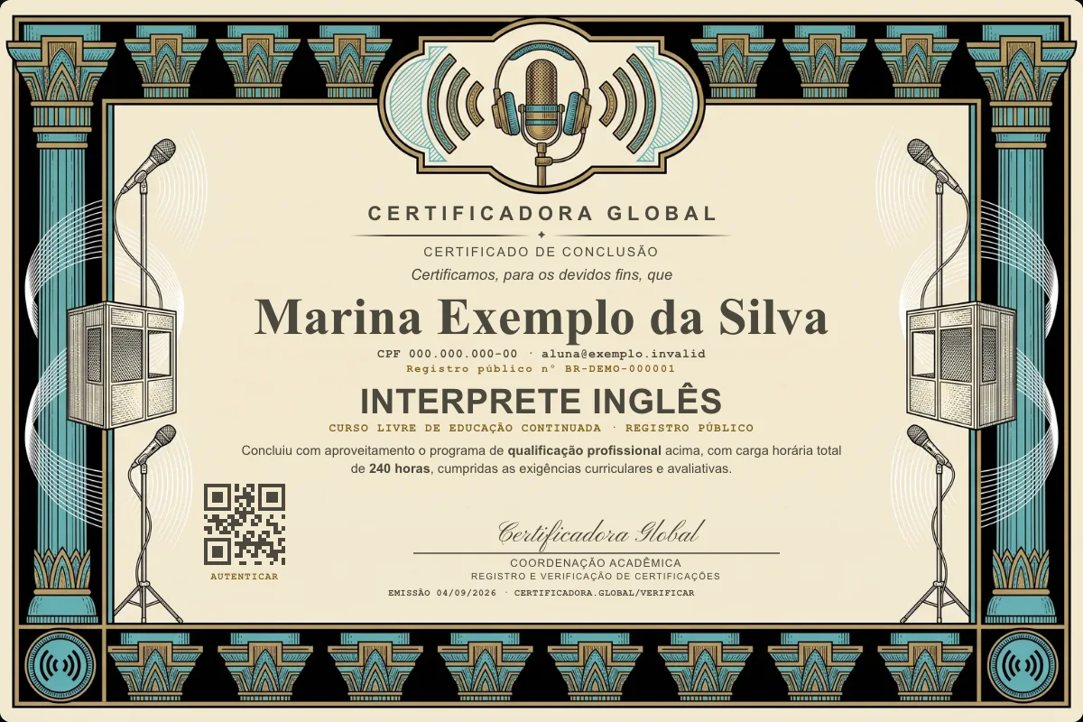 Capa do curso Interprete Inglês