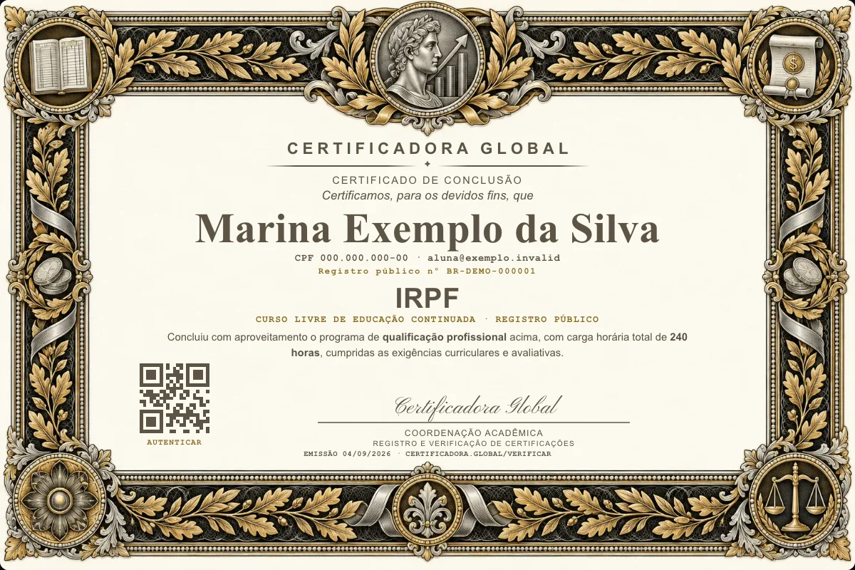 Capa do curso Irpf