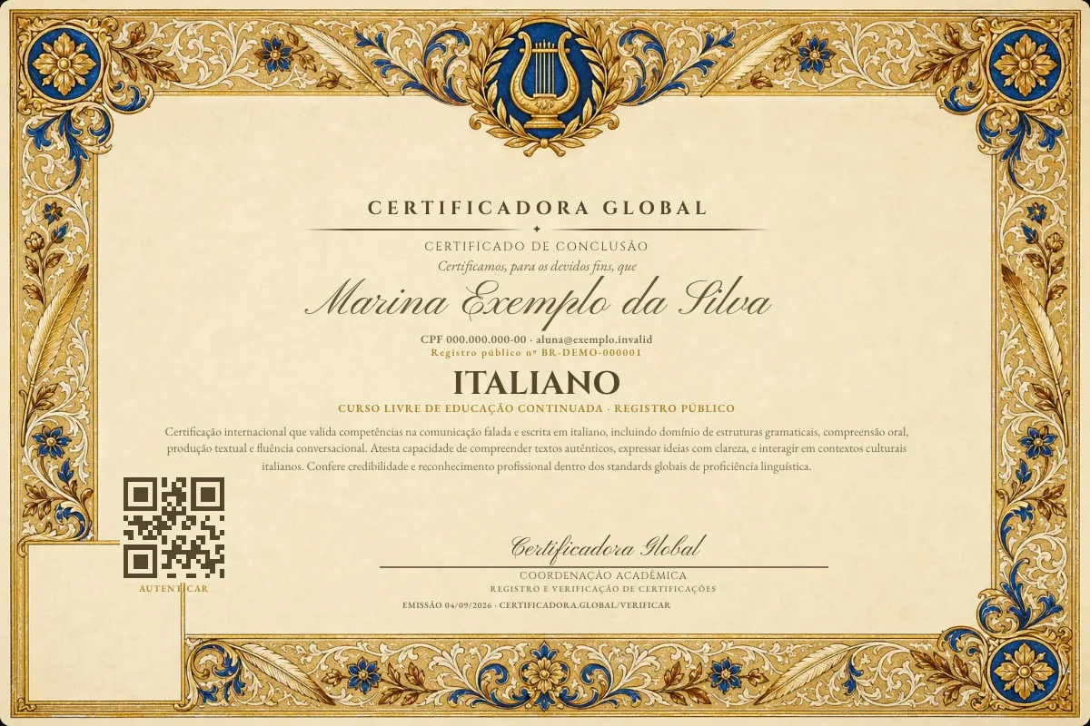 Capa do curso Italiano