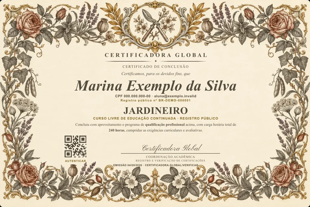 Capa do curso Jardineiro