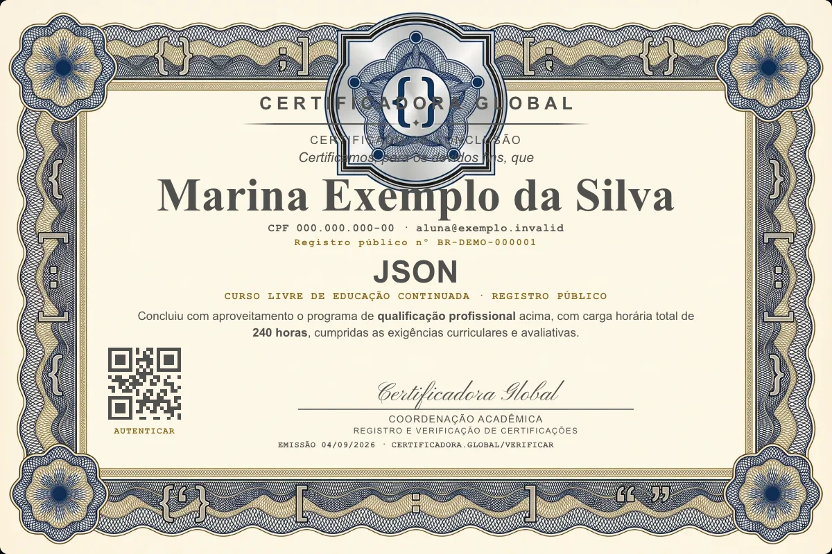 Capa do curso Json