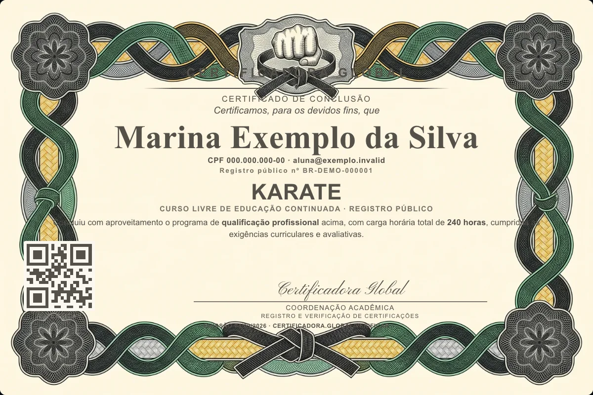 Capa do curso Karate