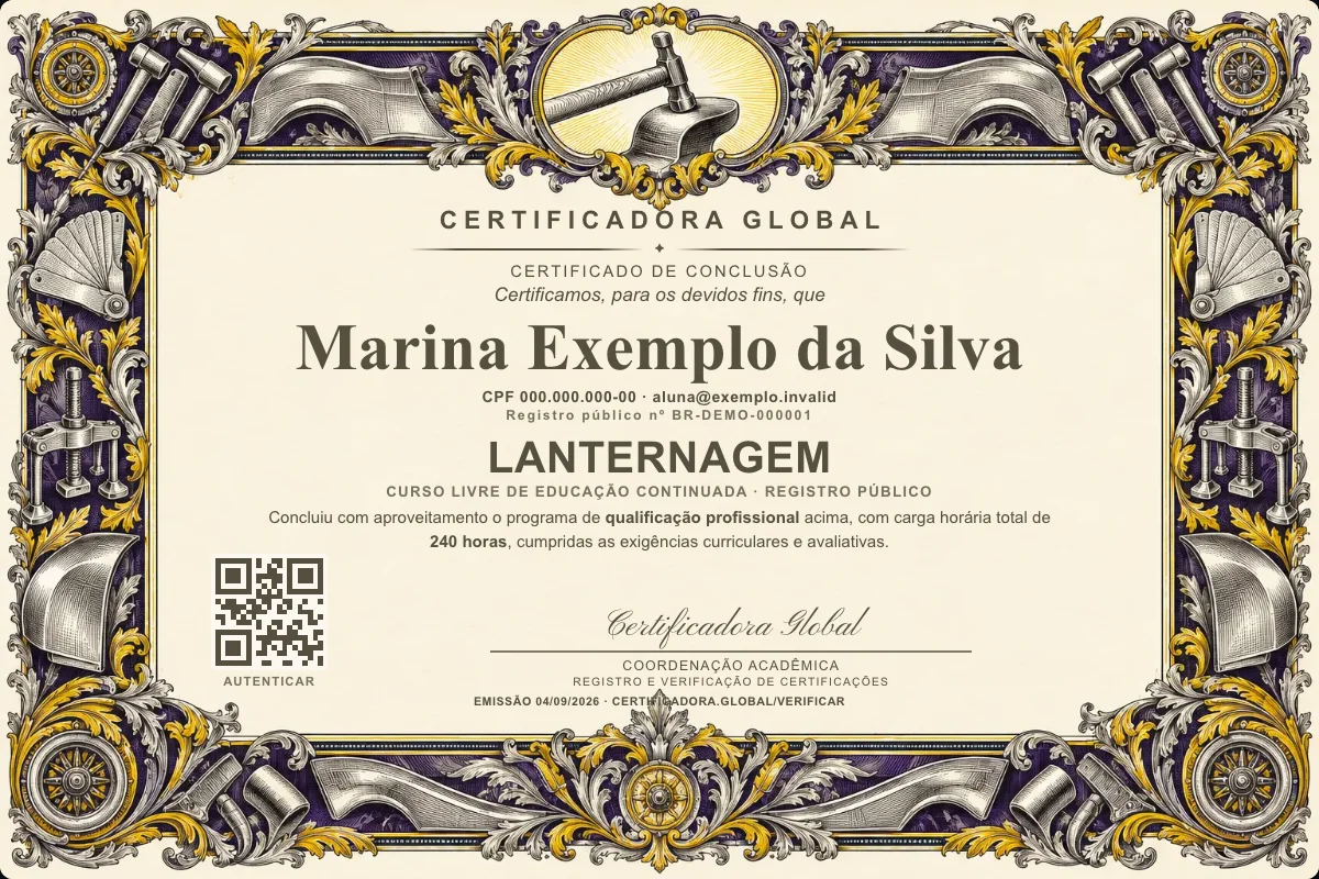 Capa do curso Lanternagem