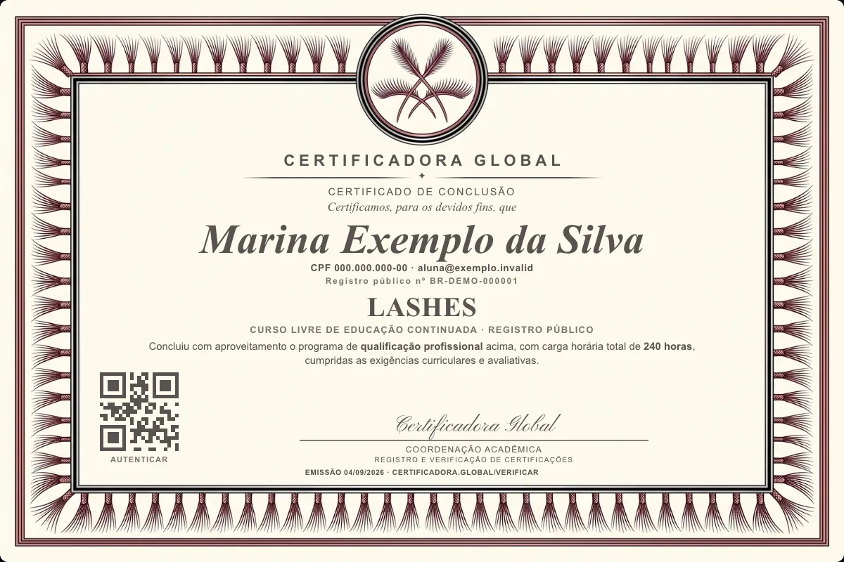 Capa do curso Lashes