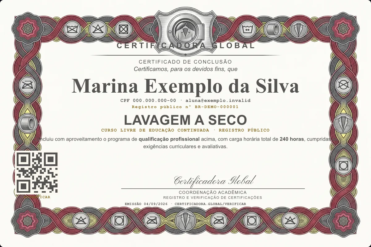 Capa do curso Lavagem a Seco