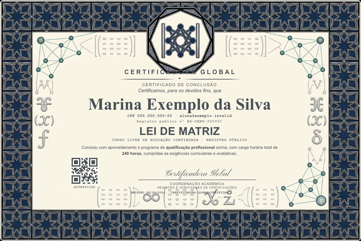 Capa do curso Lei de Matriz