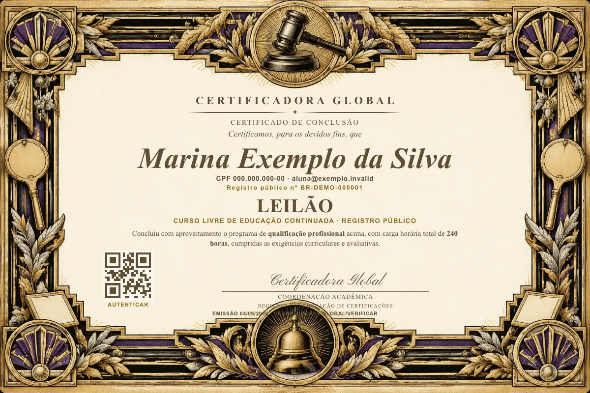 Capa do curso Leilão