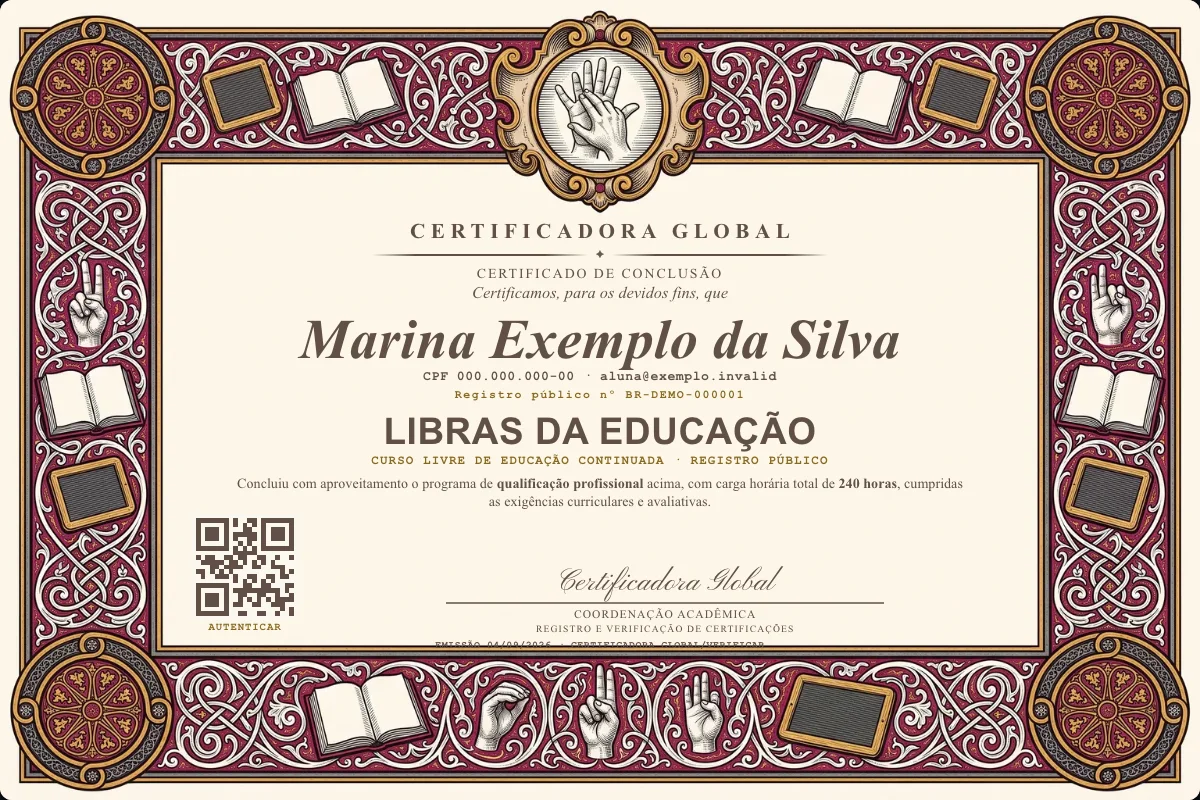 Capa do curso Libras da Educação