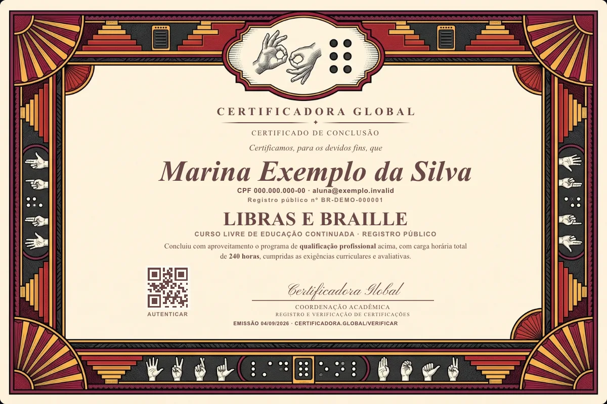 Capa do curso Libras e Braille