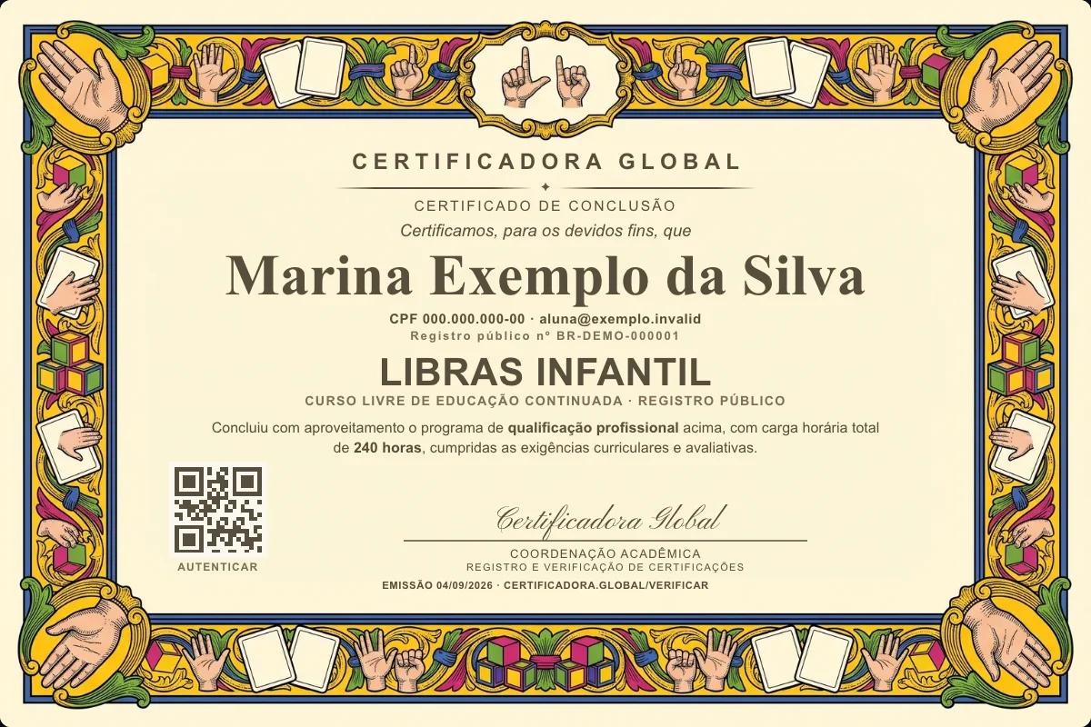 Capa do curso Libras Infantil