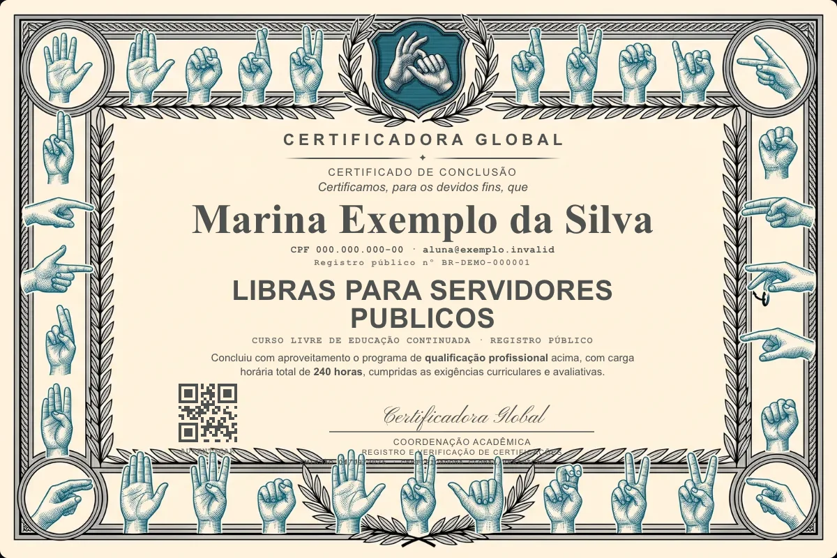 Capa do curso Libras para Servidores Publicos