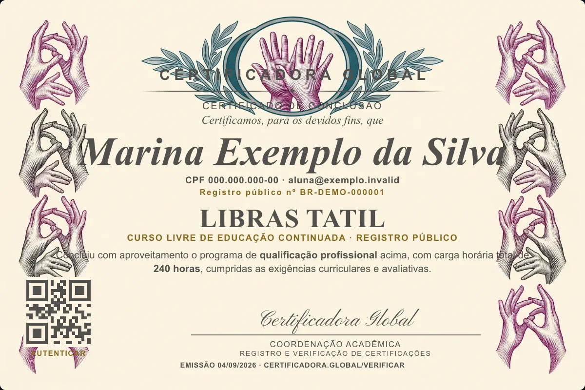 Capa do curso Libras Tatil