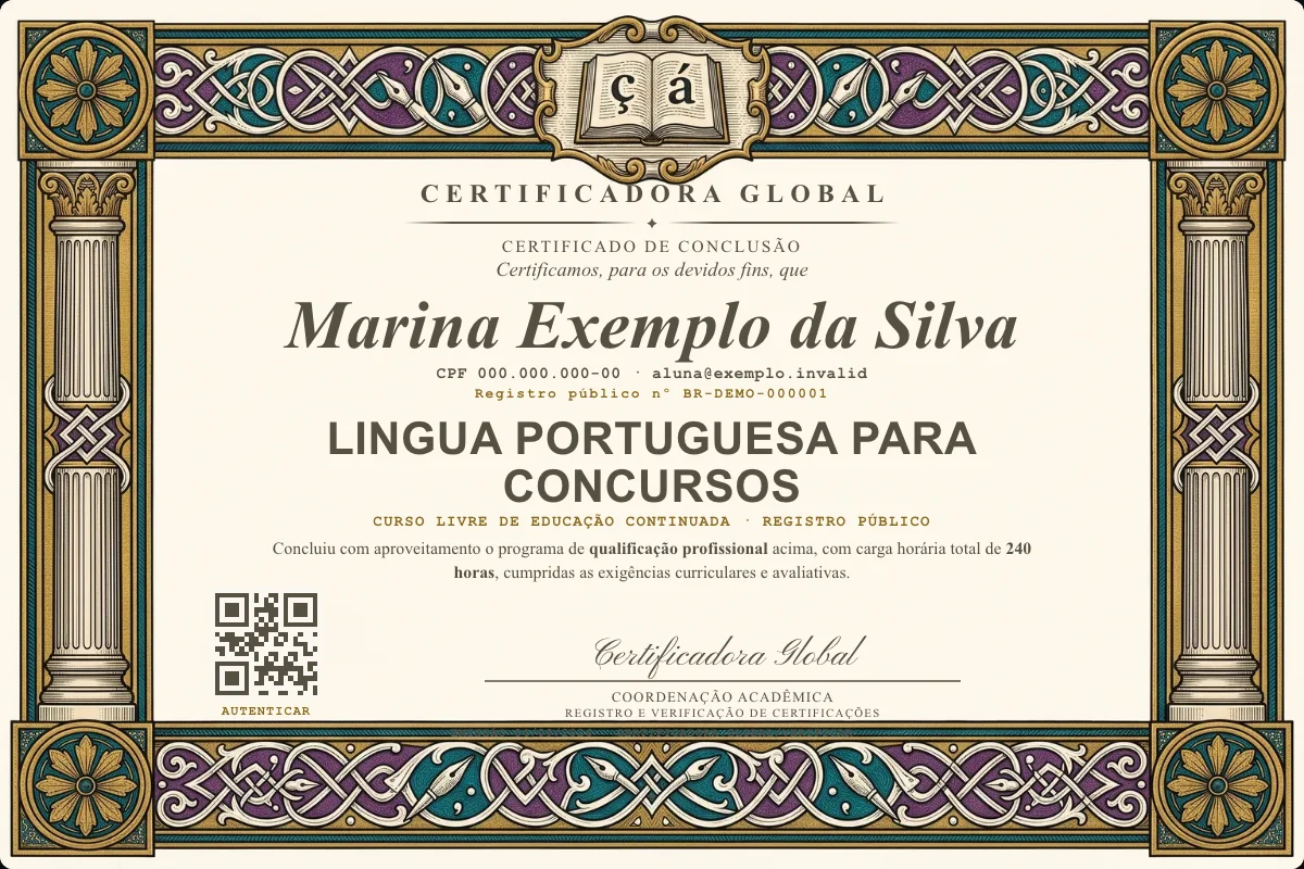 Capa do curso Lingua Portuguesa para Concursos