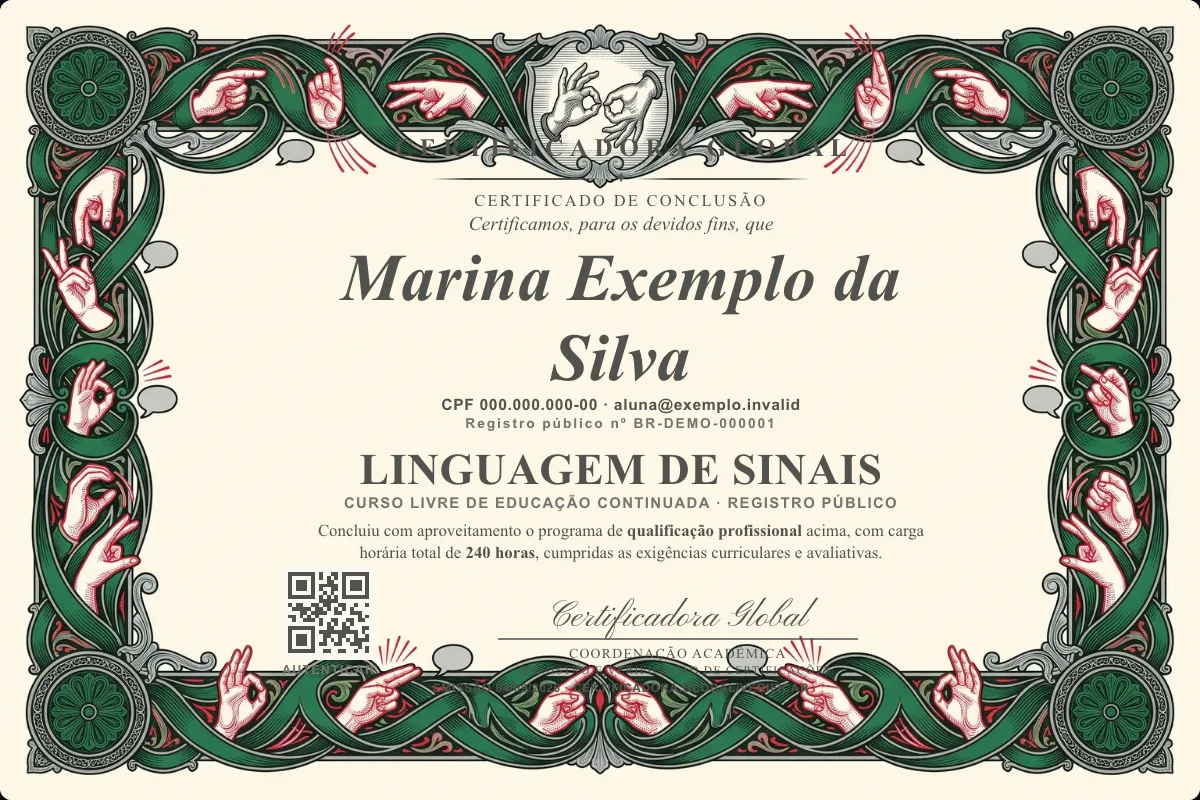 Capa do curso Linguagem de Sinais