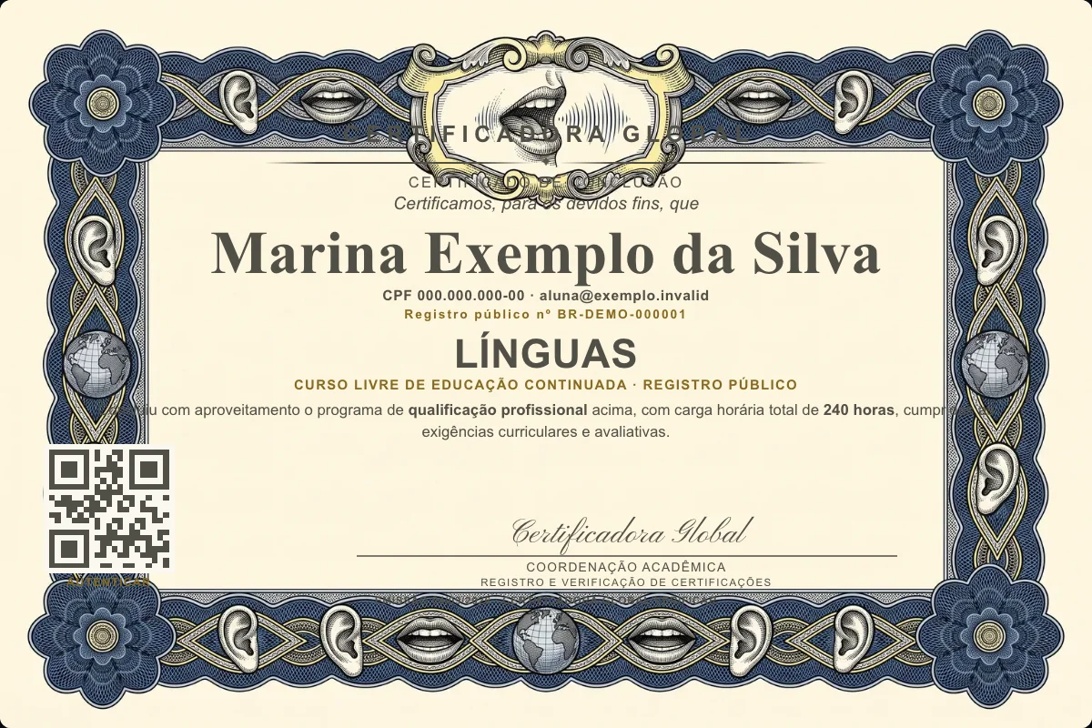 Capa do curso Línguas