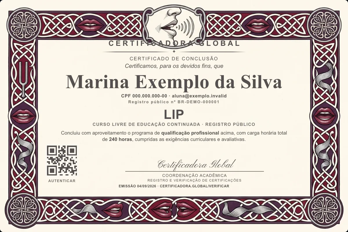 Capa do curso Lip