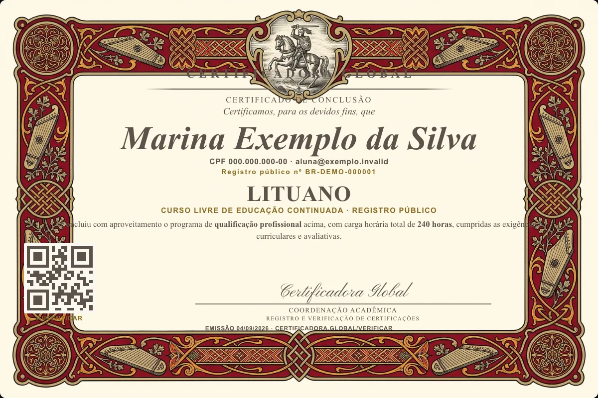 Capa do curso Lituano