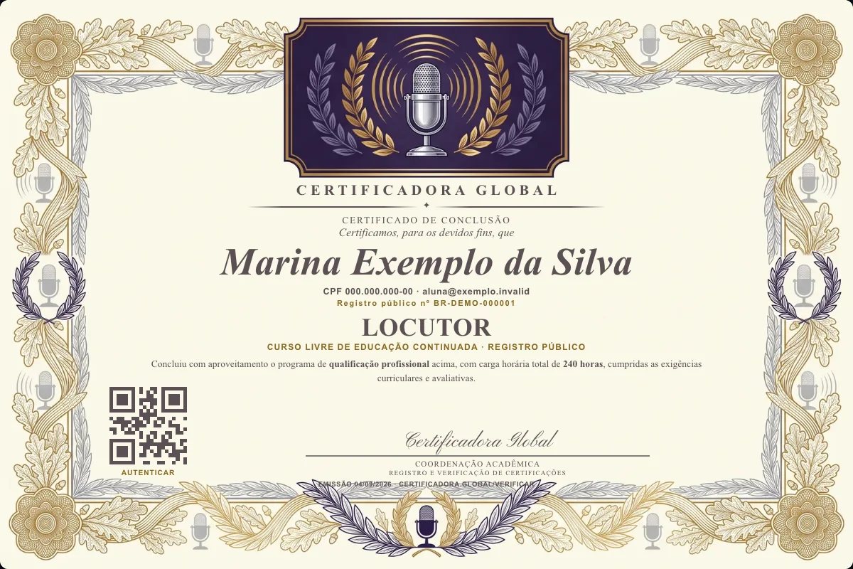 Capa do curso Locutor
