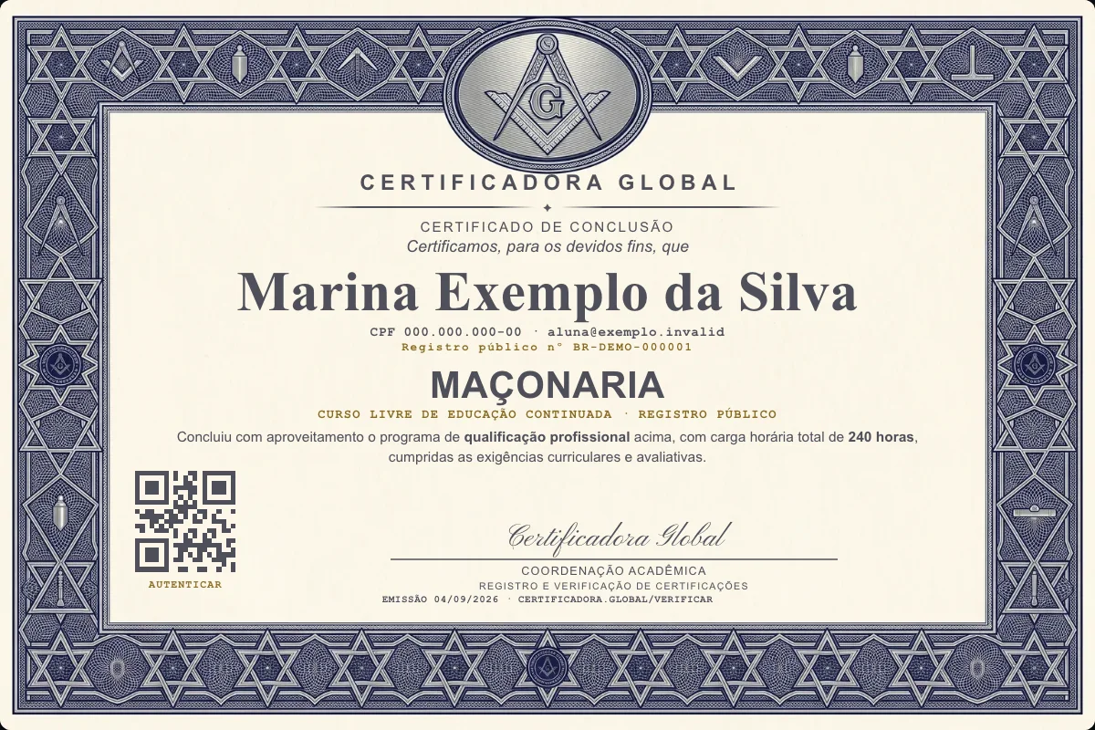 Capa do curso Maçonaria