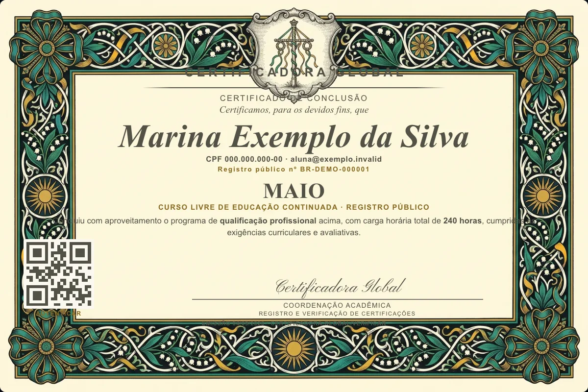 Capa do curso Maio
