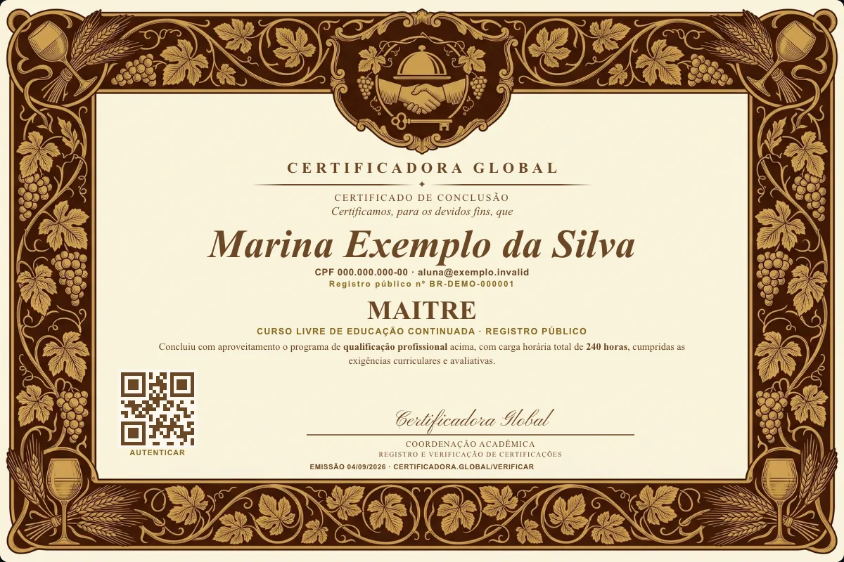 Capa do curso Maitre