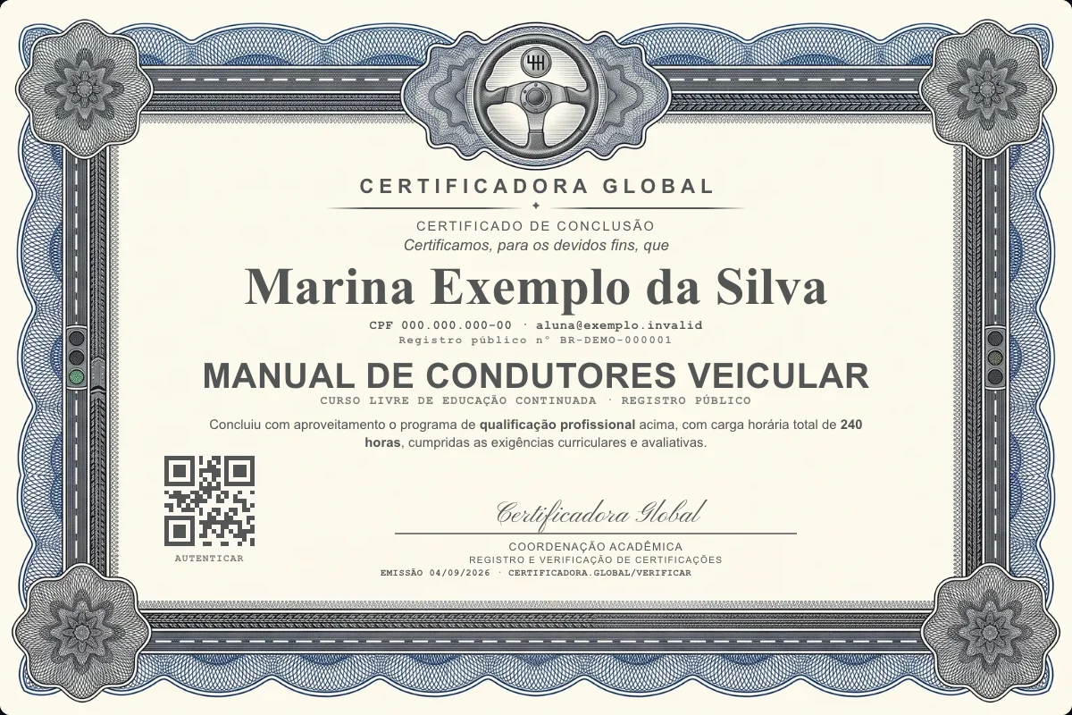 Capa do curso Manual de Condutores Veicular