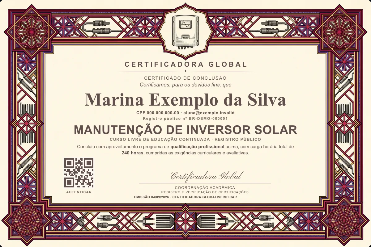 Capa do curso Manutenção de Inversor Solar
