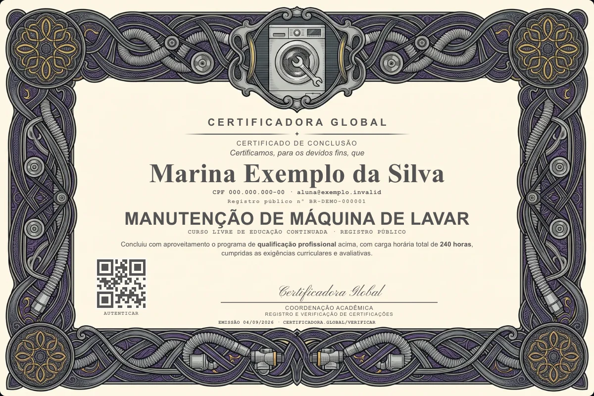 Capa do curso Manutenção de Máquina de Lavar