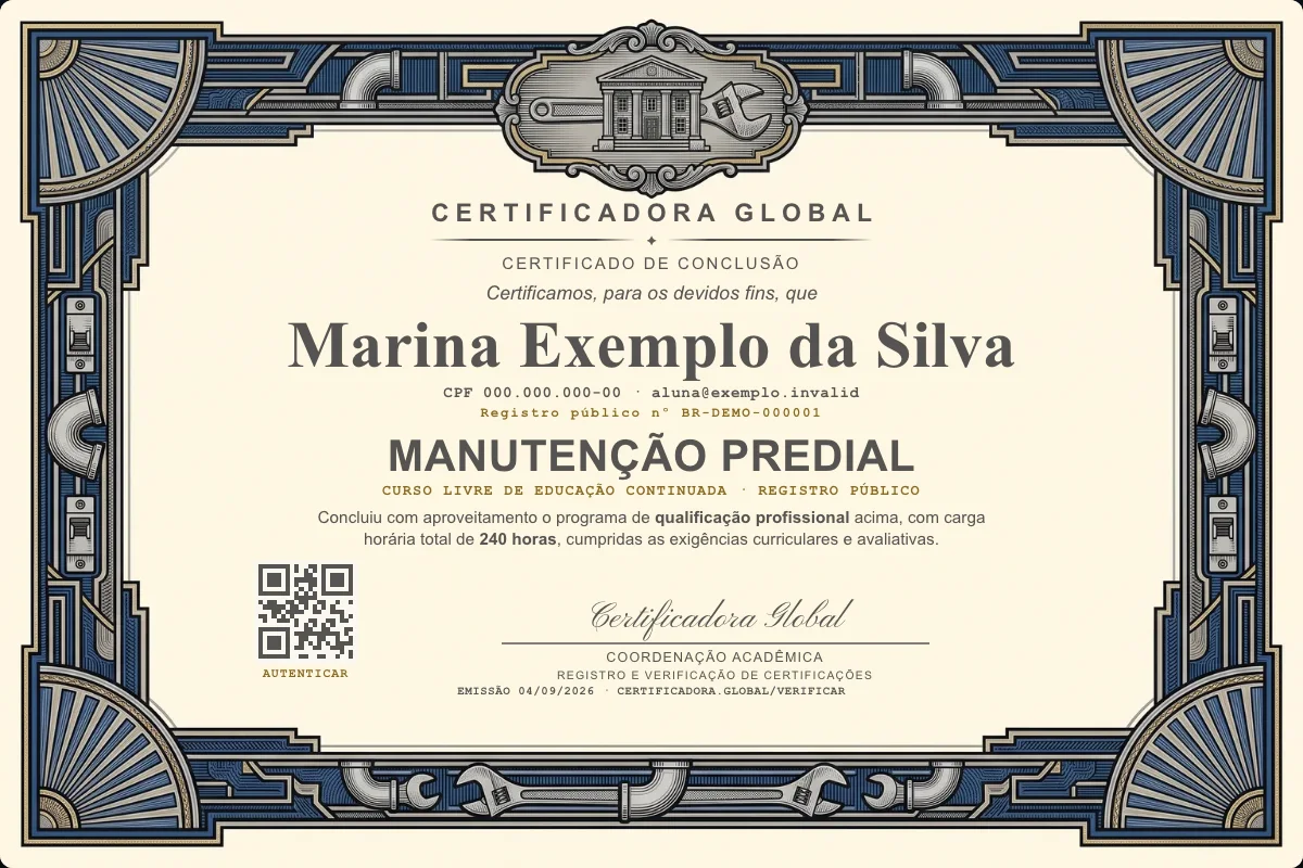 Capa do curso Manutenção Predial