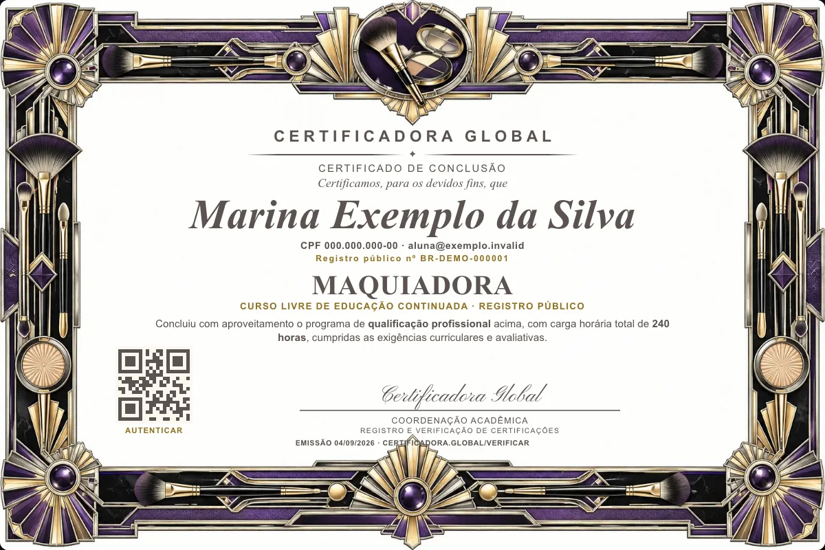 Capa do curso Maquiadora