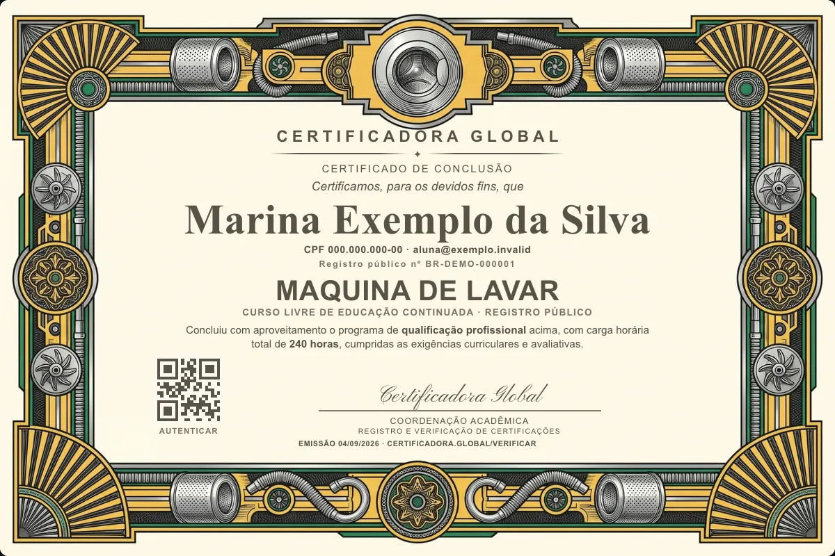 Capa do curso Maquina de Lavar