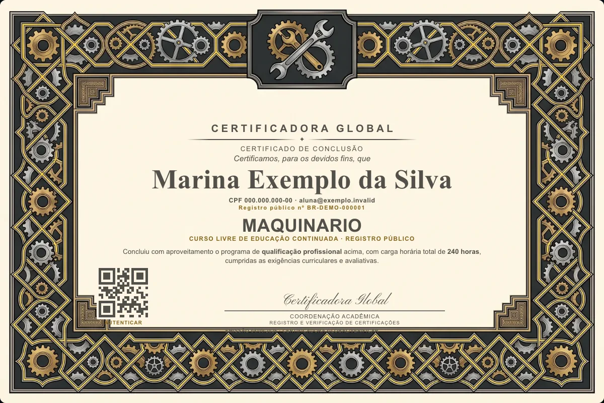 Capa do curso Maquinario