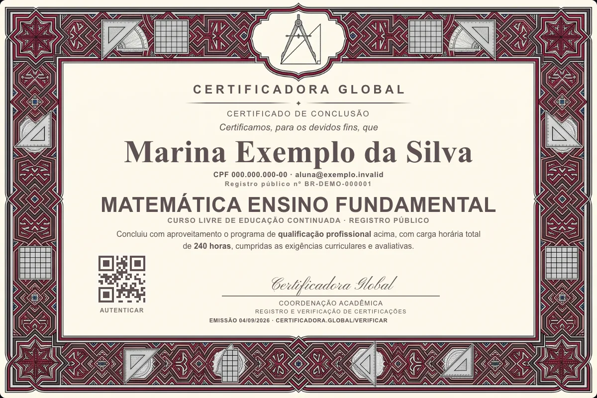 Capa do curso Matemática Ensino Fundamental