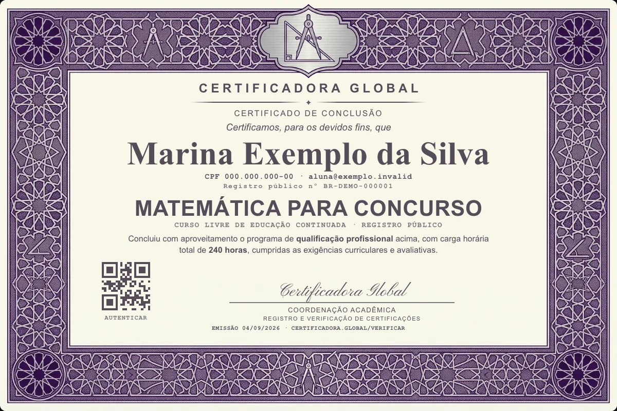 Capa do curso Matemática para Concurso