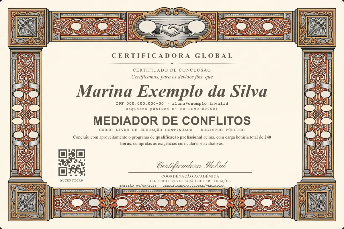 Capa do curso Mediador de Conflitos