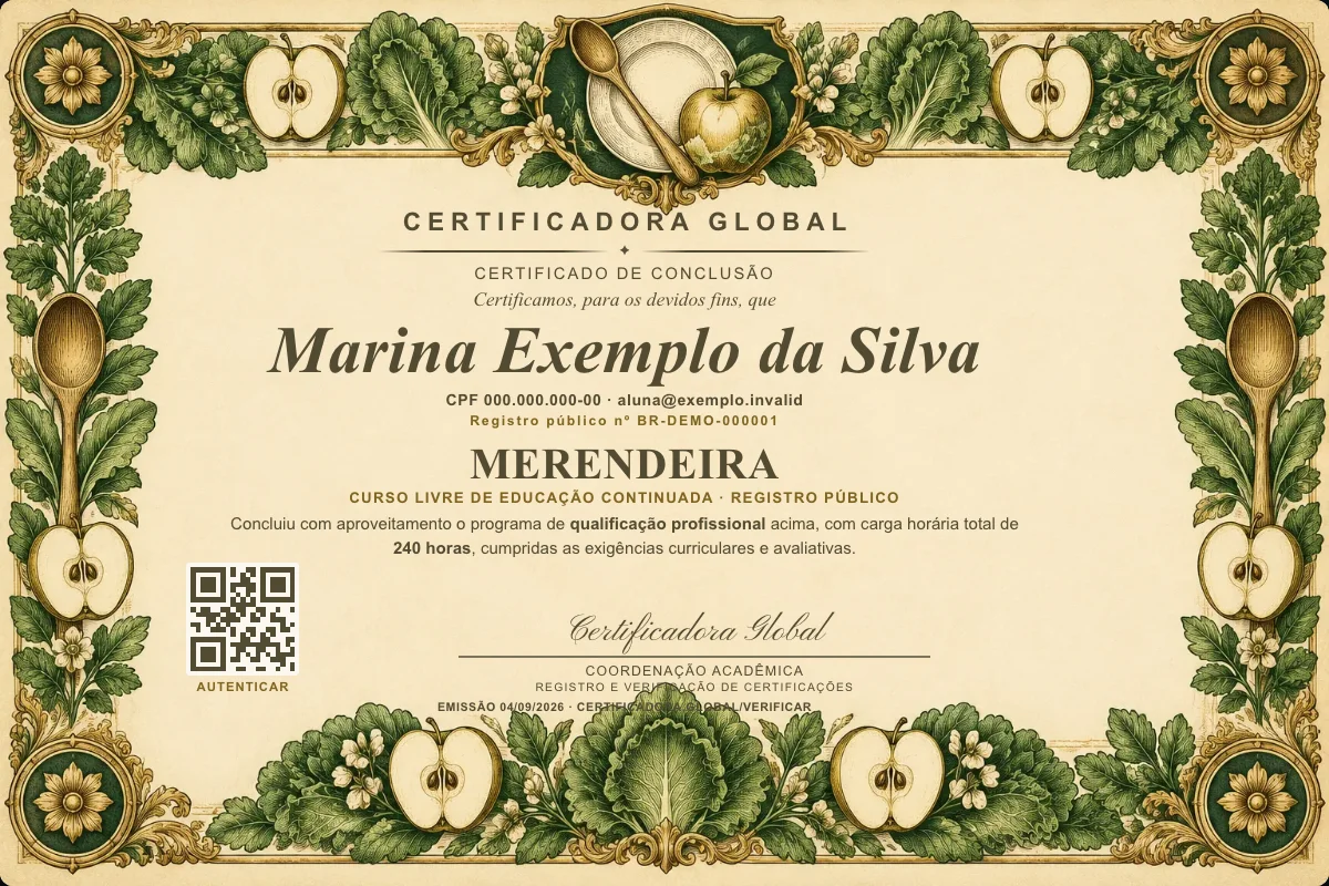 Capa do curso Merendeira