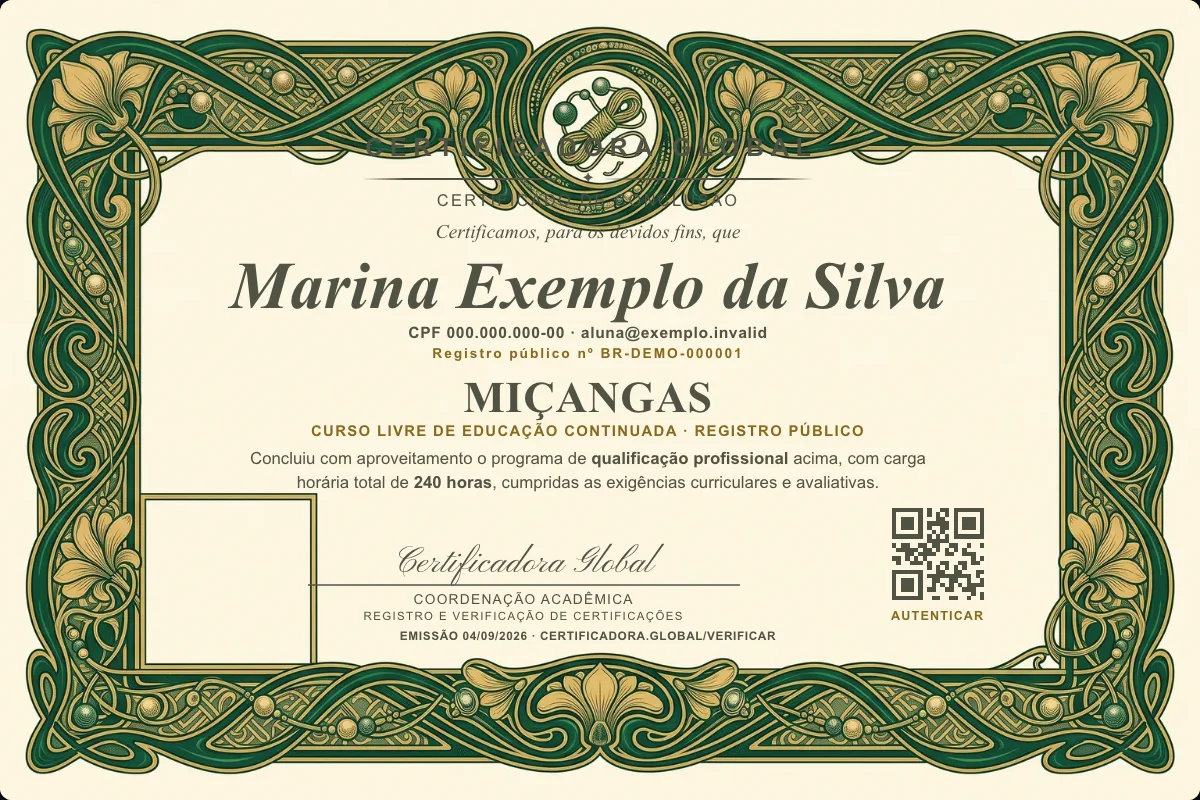 Capa do curso Miçangas