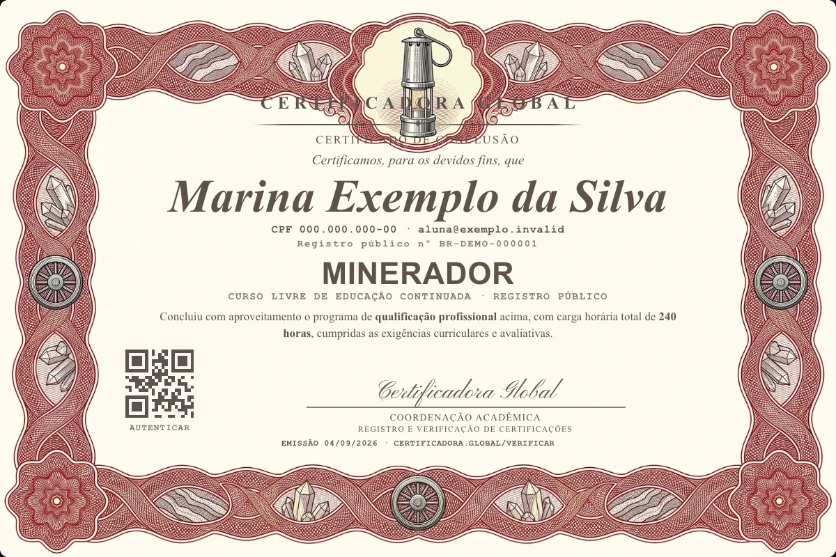 Capa do curso Minerador