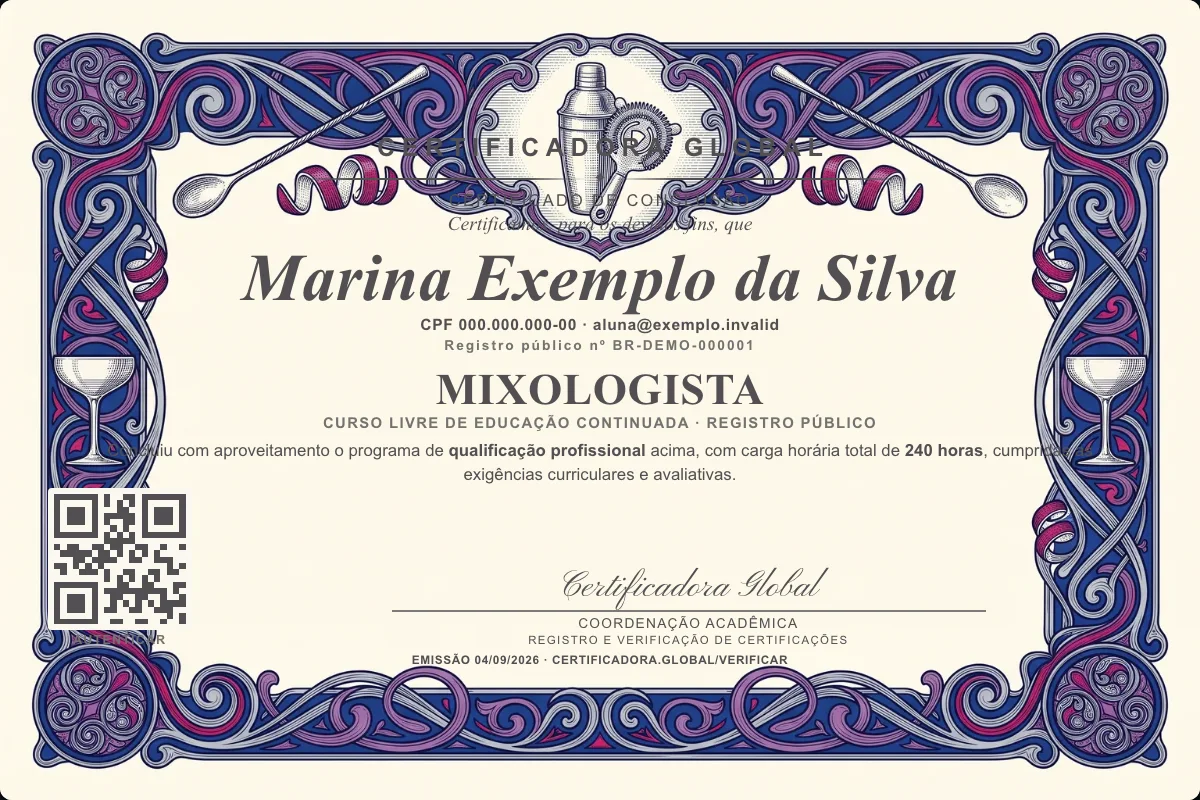 Capa do curso Mixologista