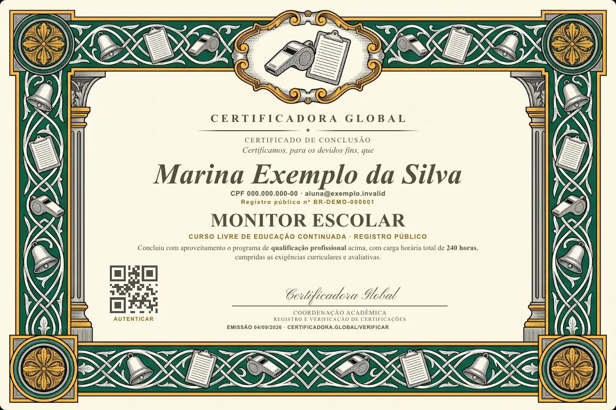 Capa do curso Monitor Escolar