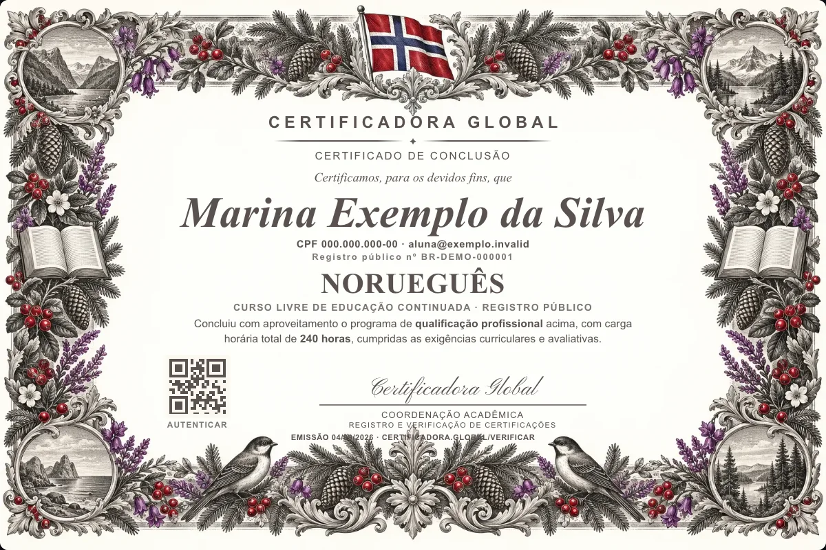 Capa do curso Norueguês