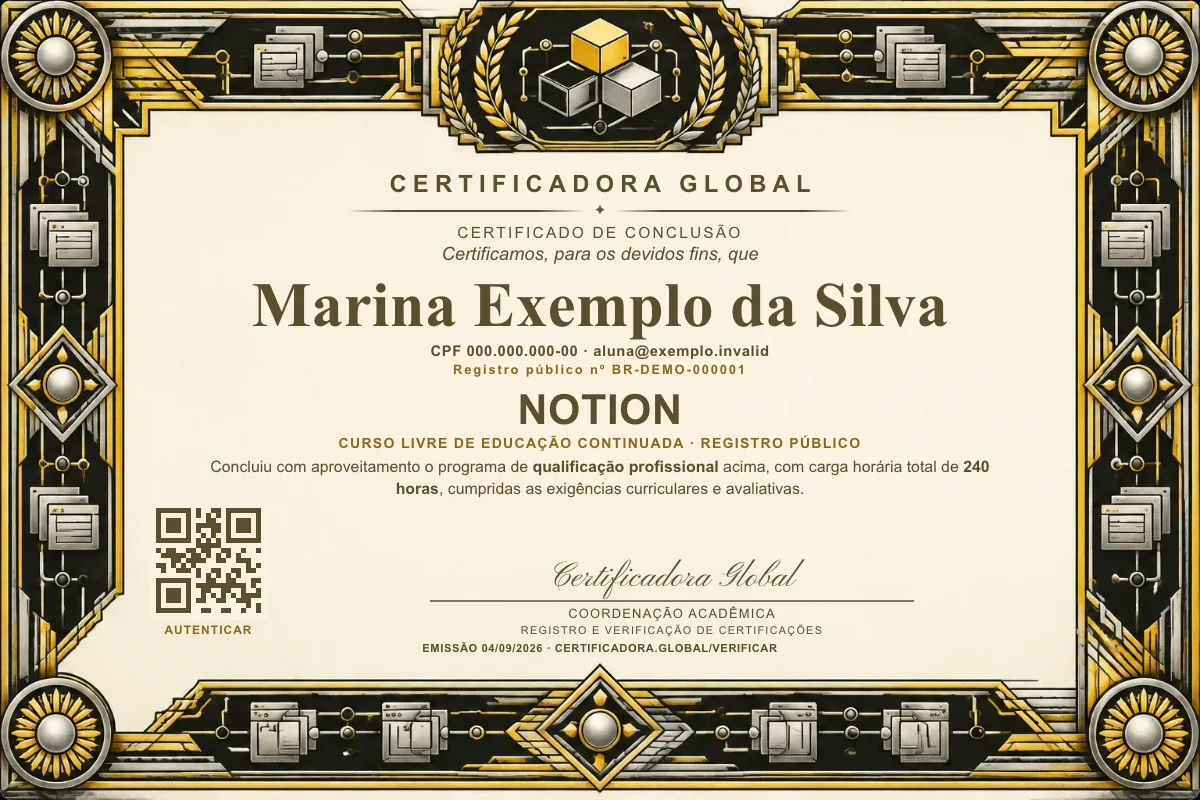Capa do curso Notion