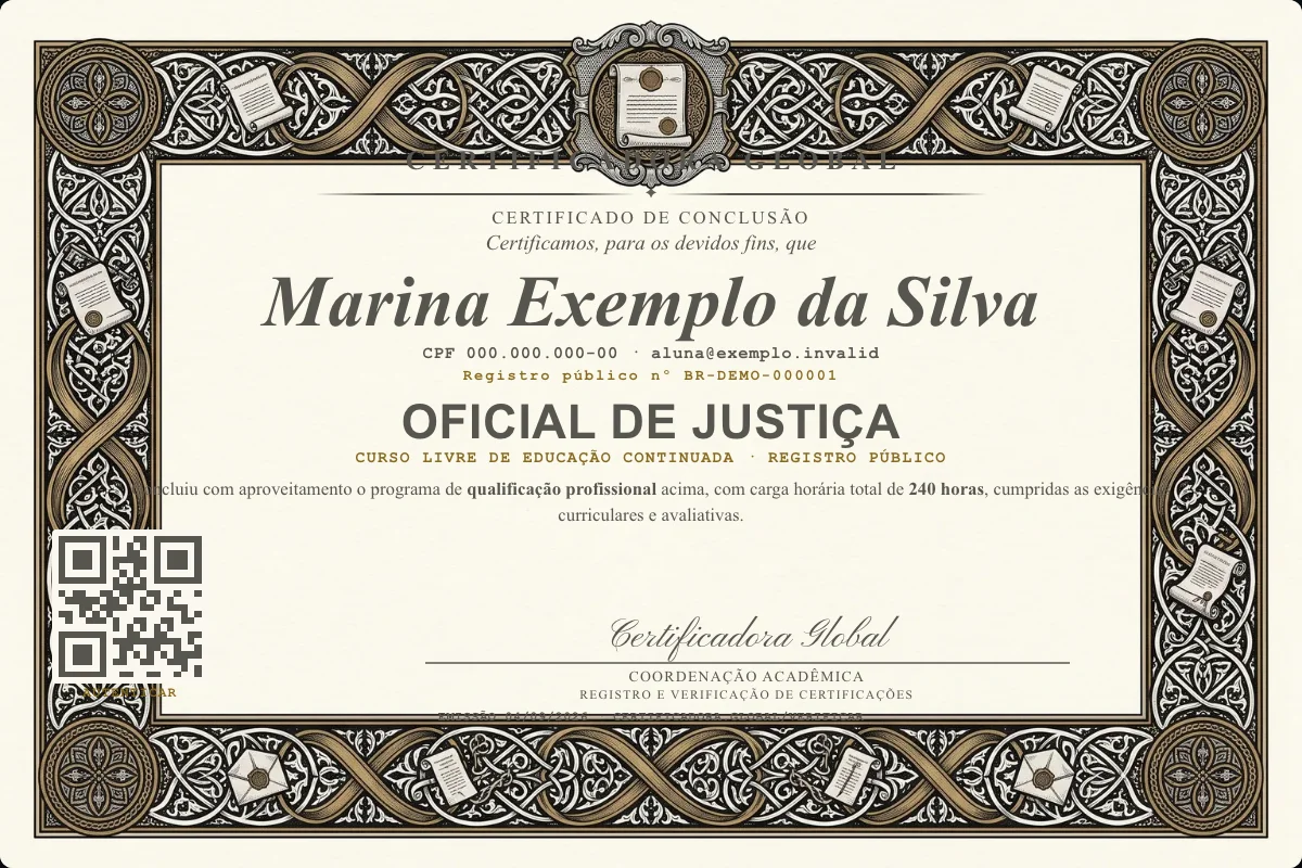 Capa do curso Oficial de Justiça