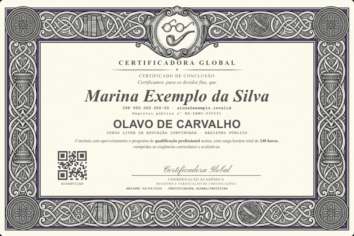 Capa do curso Olavo de Carvalho