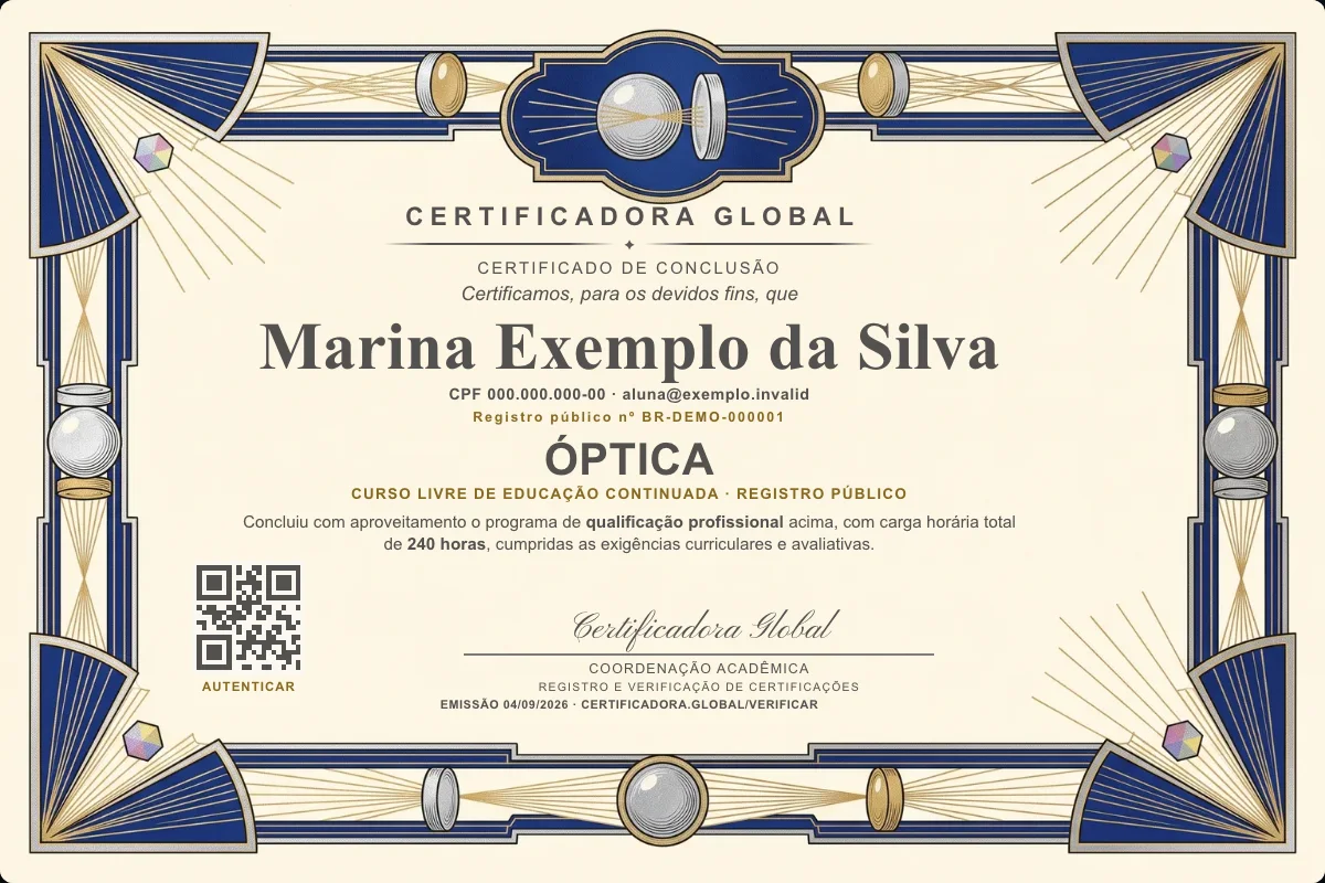 Capa do curso Óptica