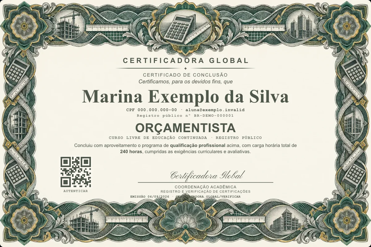 Capa do curso Orçamentista